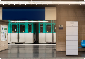 Mail boxes placed in high-speed trains or subways